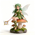 Forest Elf Fairy on Mushroom Statue（8–12 cm）