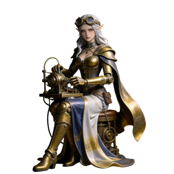 Steampunk Elf with Mechanical Device Statue（8–12 cm）