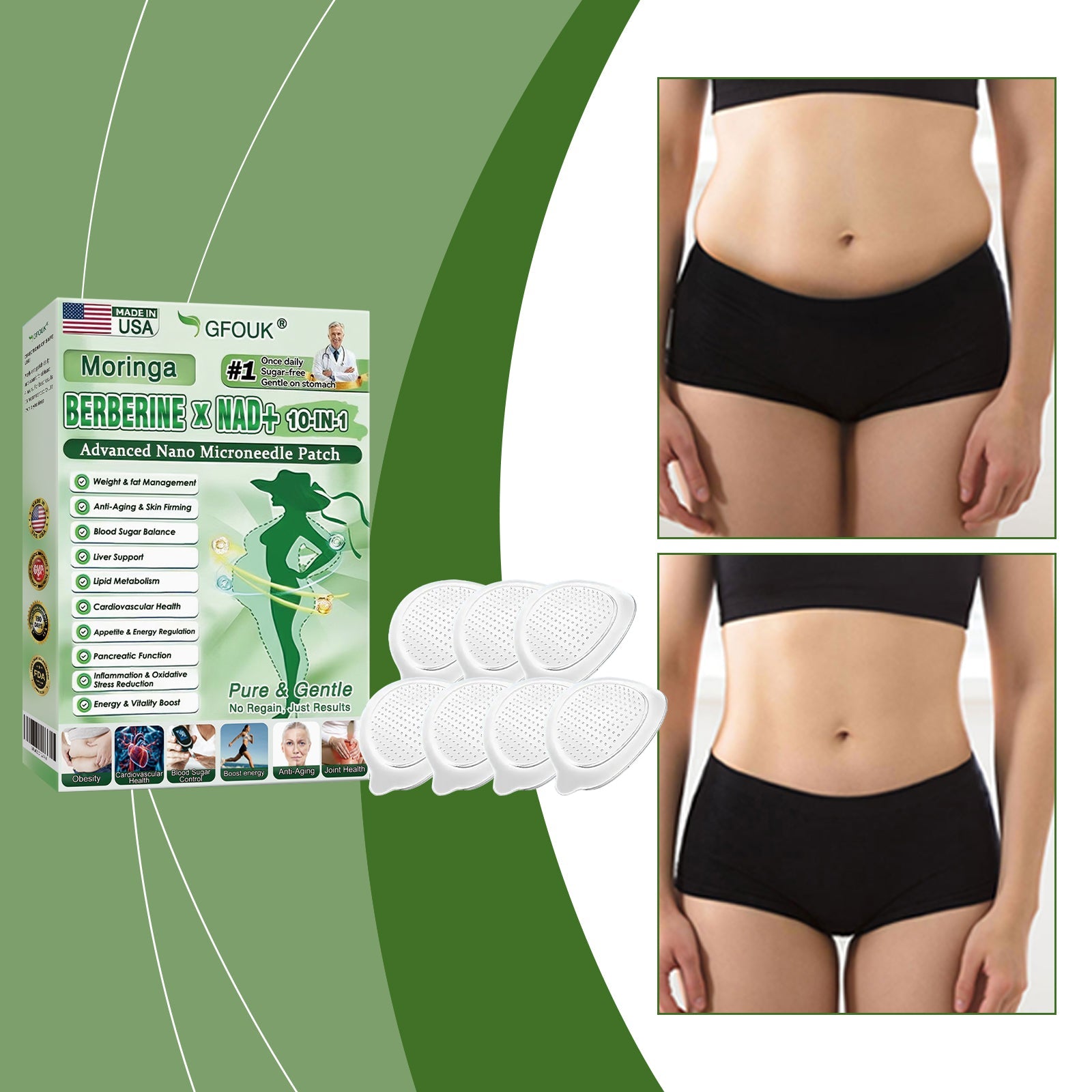 🇪🇸Official Store | 🌷Moringa · Berberine × NAD+ Advanced Micronalga Nano 10-in-1 Patch (Only once a day) ✅ For obesity, fatty liver, diabetes, sleep apnea, joint problems, and much more🎁（副本）