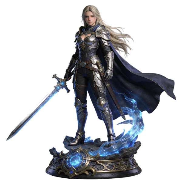 Silver Armored Warrior with Sword Statue（8–12 cm） Silver Armored Warrior with Sword Statue（8–12 cm）