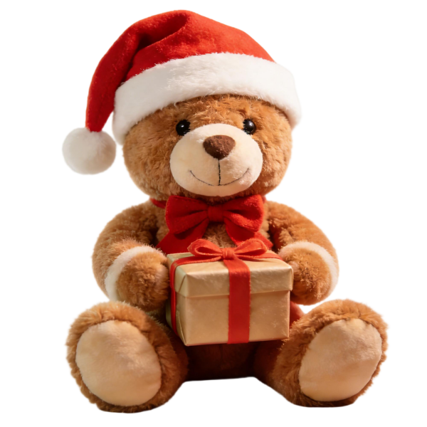Santa Hat Teddy Bear Plush with Gift Box